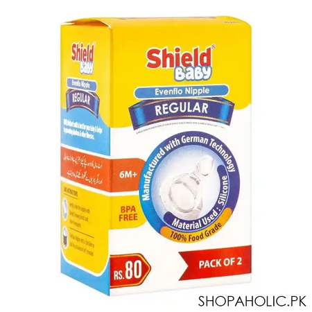 shield evenflo silicone nipple, 2 pack, regular, 6m+ image2