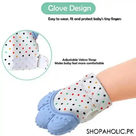 silicone baby teether mitten glove image2