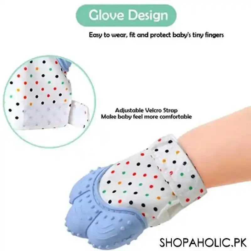 silicone baby teether mitten glove image2
