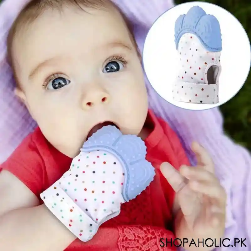 silicone baby teether mitten glove main image