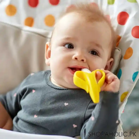 silicone banana shape baby teether toothbrush image2