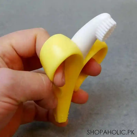 silicone banana shape baby teether toothbrush image7