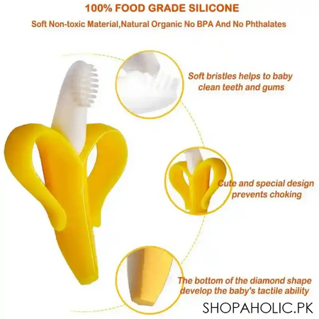 silicone banana shape baby teether toothbrush image8