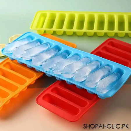 silicone narrow ice stick cube making tray for water bottles and chocolate sticks image2