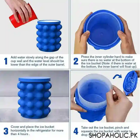 silicone portable ice cube bucket with lid image2