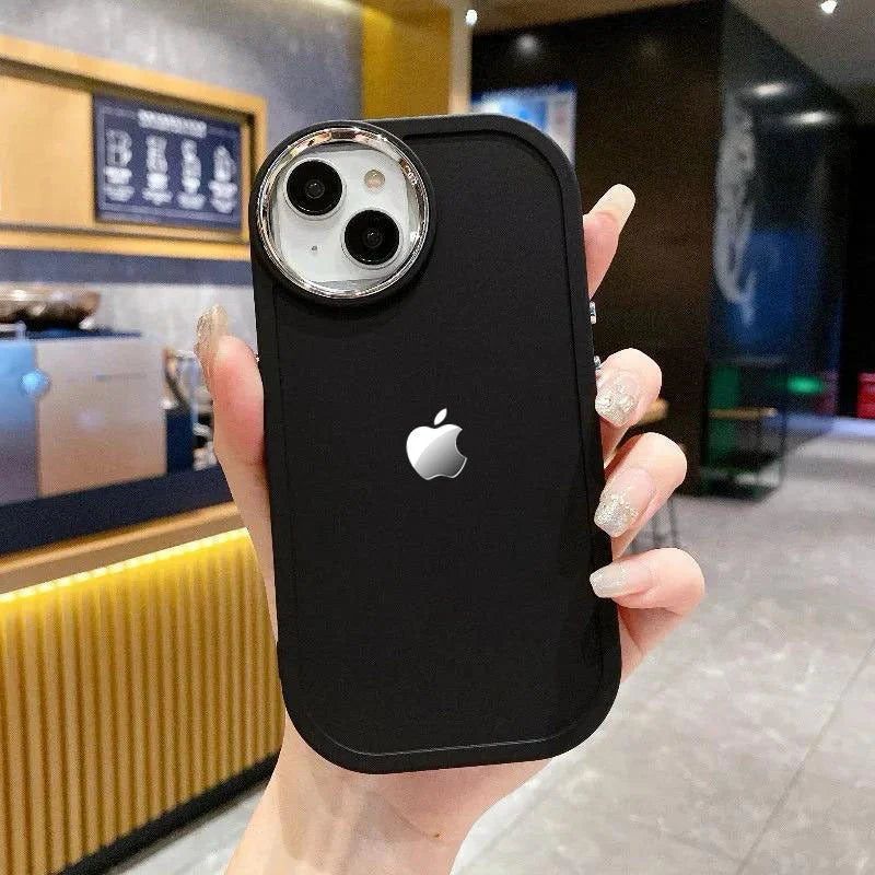 Silicone Solid Curve with Apple Logo iPhone Case Cover