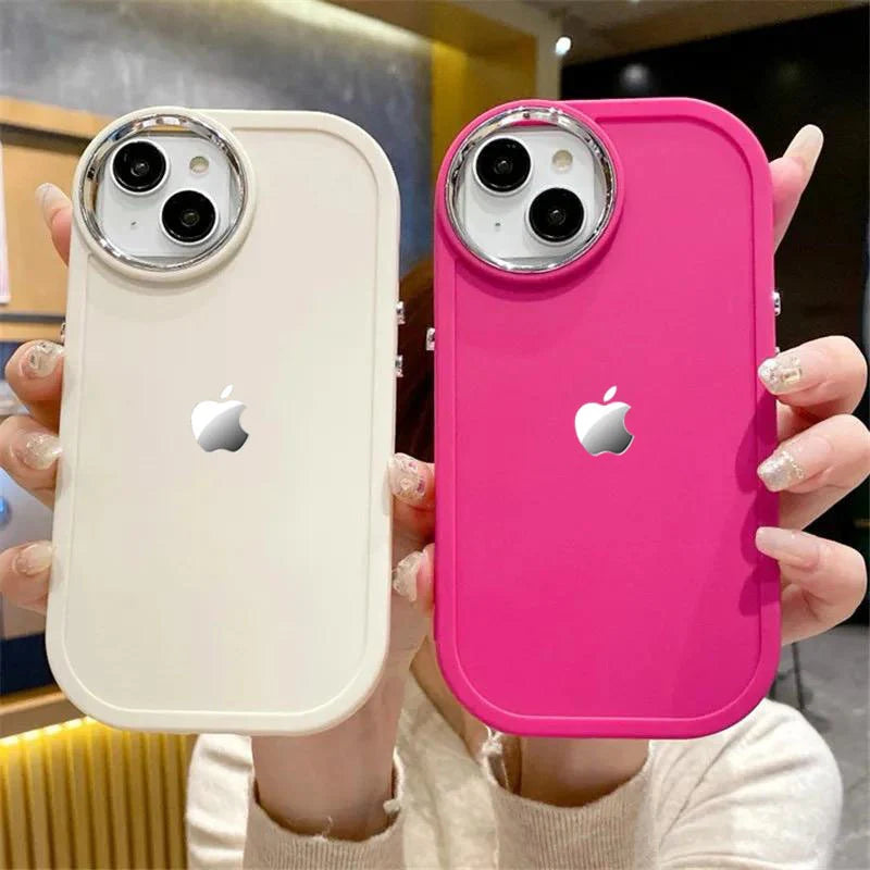 Silicone Solid Curve with Apple Logo iPhone Case Cover