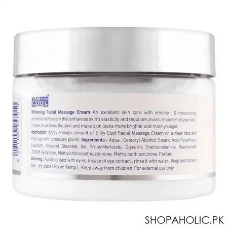 silky cool extra whitening facial massage cream, all skin types, 350ml image2