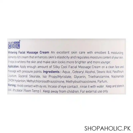 silky cool extra whitening facial massage cream, all skin types, 350ml image3