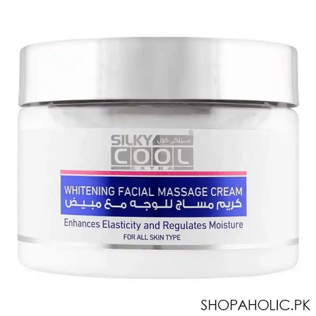 silky cool extra whitening facial massage cream, all skin types, 350ml main image