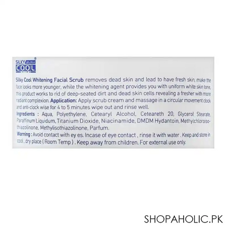 silky cool extra whitening facial scrub, all skin types, 350ml image3