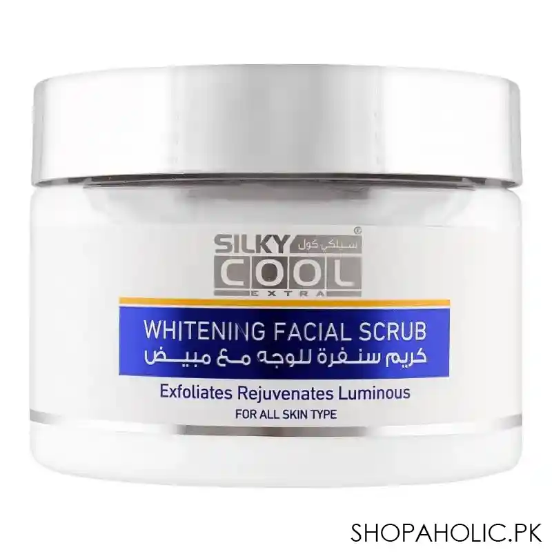 silky cool extra whitening facial scrub, all skin types, 350ml main image