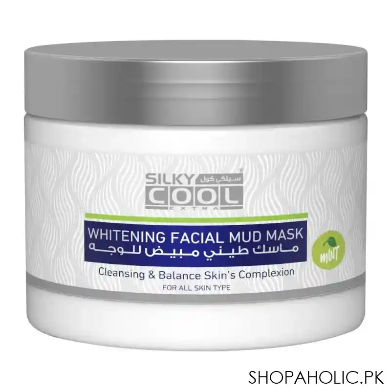 silky cool extra whitening mint facial mud face mask, all skin types, 350ml main image
