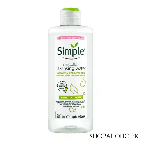 simple kind to skin micellar cleansing water, alcohol + paraben free, 200ml main image