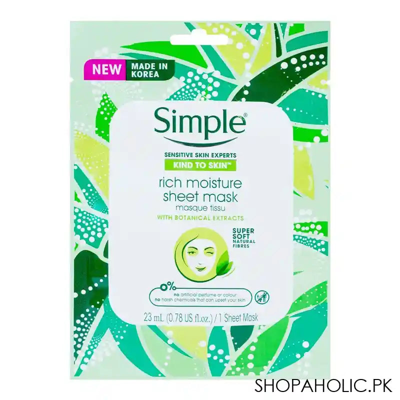 Buy Simple Sensitive Skin Experts Rich Moisture Sheet Mask Shopaholic.pk