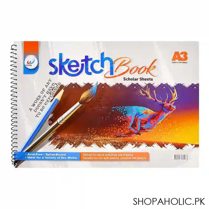 Sketch Book, A3 Size (420x297mm), Scholar Sheets, Acid Free, Spiral Bound, Ideal For A Varity Of Dry Media, 333-6113 - Main Image
