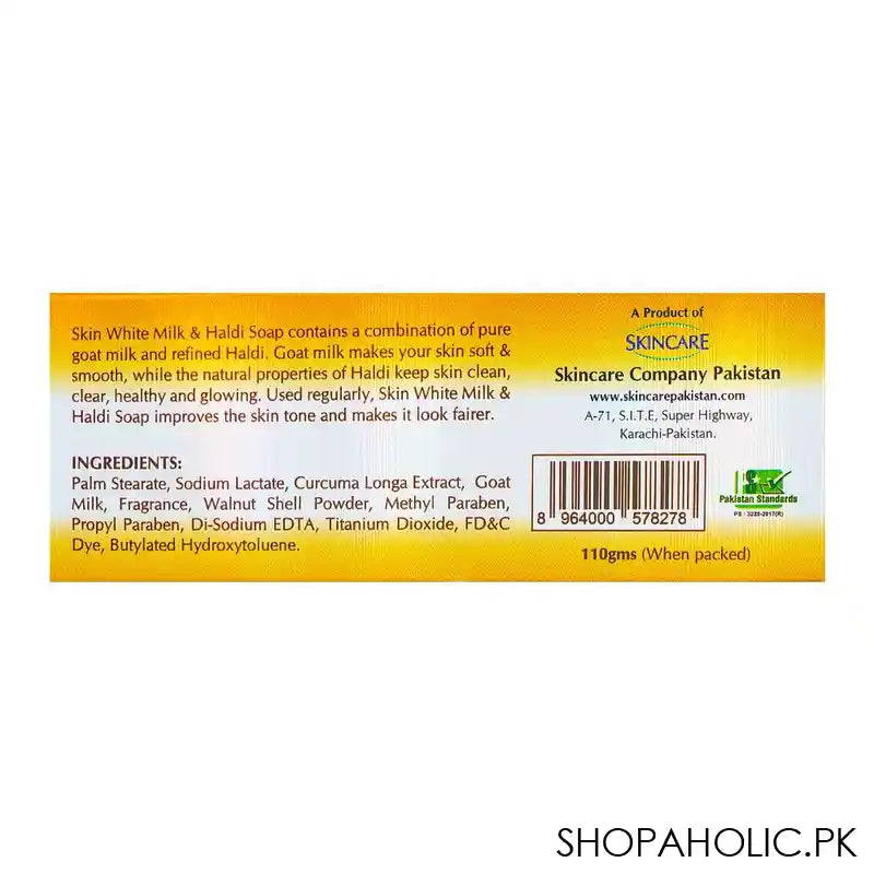 Skin White Milk & Haldi Soap, For Fair & Glowing Skin, 110g - Image 2