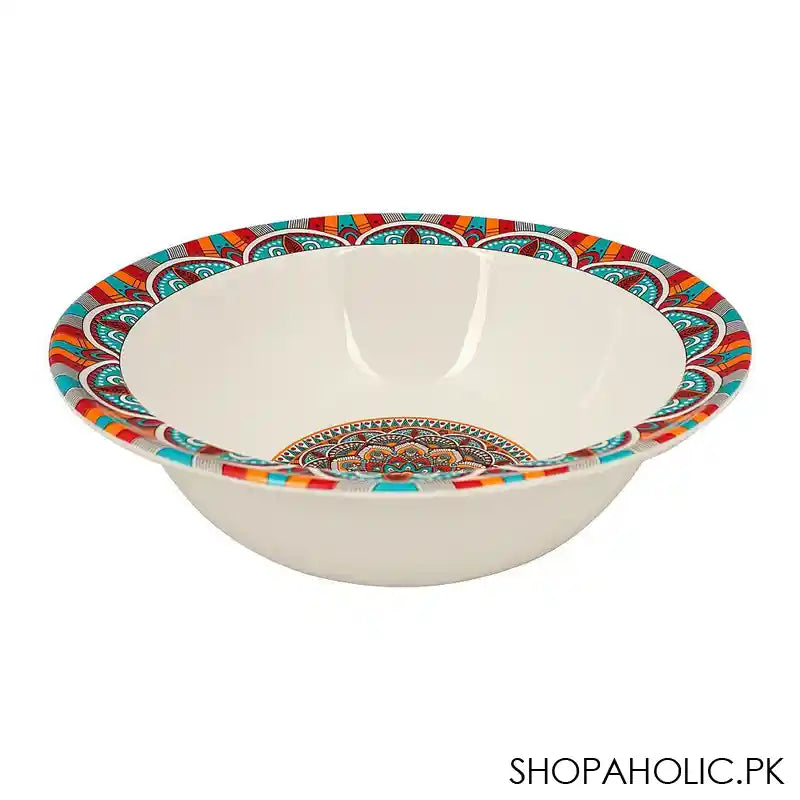 Sky Melamine Ajrak Print Bowl, 8 Inches, Cultural Design, Durable Tableware - Main Image
