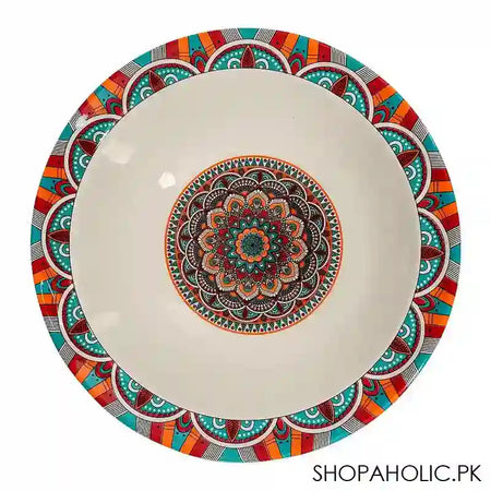 Sky Melamine Ajrak Print Bowl, 8 Inches, Cultural Design, Durable Tableware - Image 2