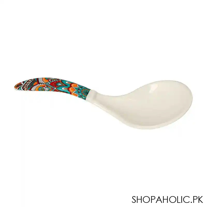 Sky Melamine Big Soup Spoon, Ajrak Print, Cultural Design, Durable Kitchen Utensil - Image 2