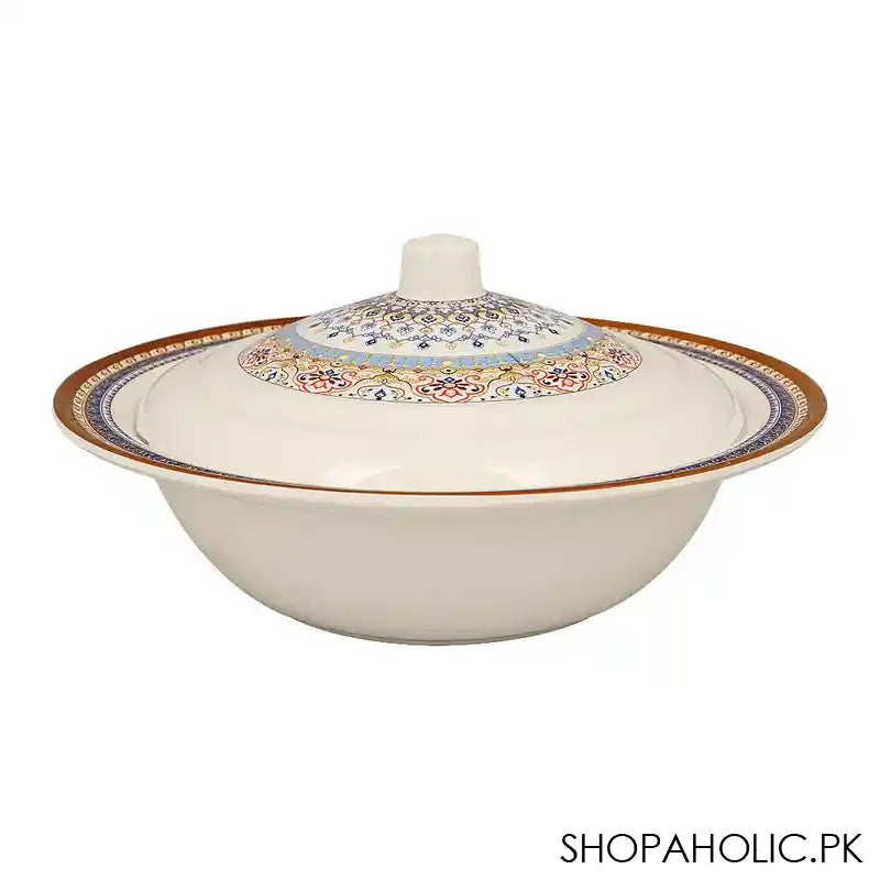 Sky Melamine Bowl With Lid, Golden, Stylish Design, Food Storage Solution - Main Image