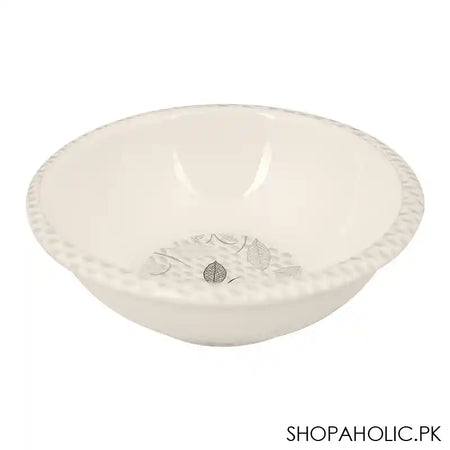 Sky Melamine Leaf-Print Bowl, Grey, 4 Inches, Elegant Serving Dish, Durable Tableware - Main Image