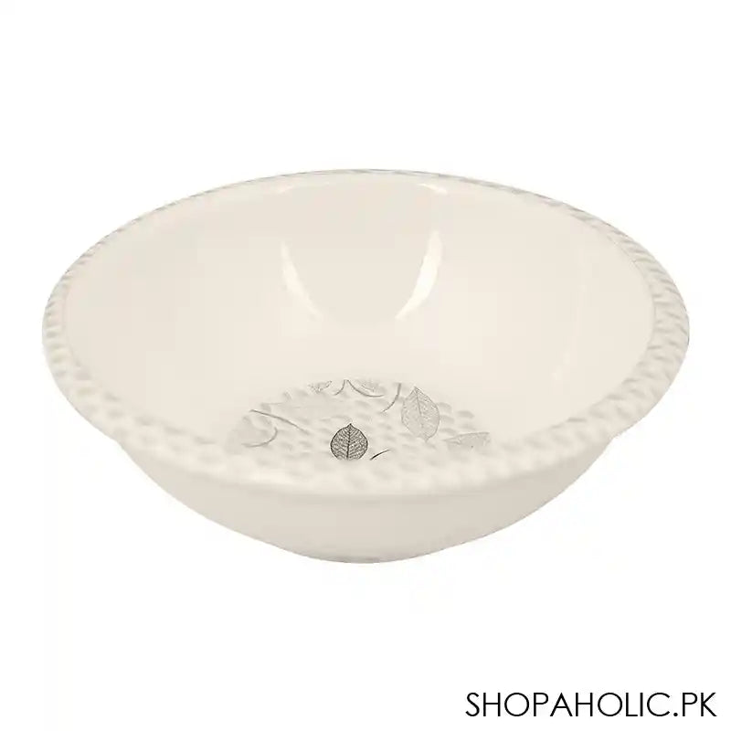 Sky Melamine Leaf-Print Bowl, Grey, 4 Inches, Elegant Serving Dish, Durable Tableware - Main Image