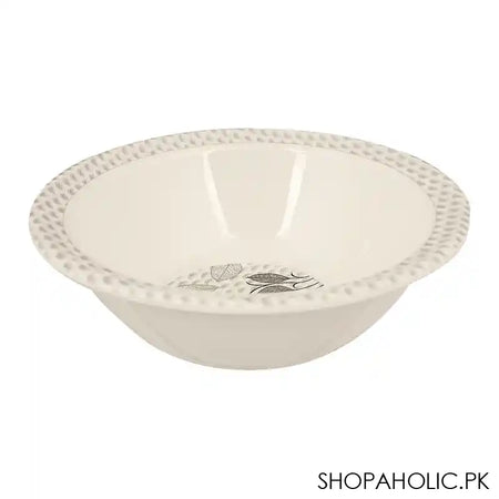 Sky Melamine Leaf-Print Bowl, Grey, 5.5 Inches, Elegant Tableware, Durable Dish - Main Image