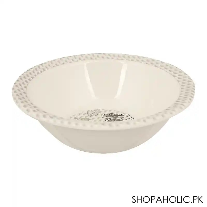 Sky Melamine Leaf-Print Bowl, Grey, 5.5 Inches, Elegant Tableware, Durable Dish - Main Image