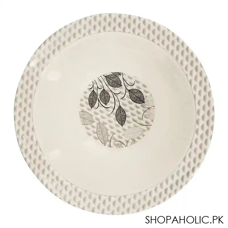 Sky Melamine Leaf-Print Bowl, Grey, 8 Inches, Elegant Tableware, Durable Dish - Image 2