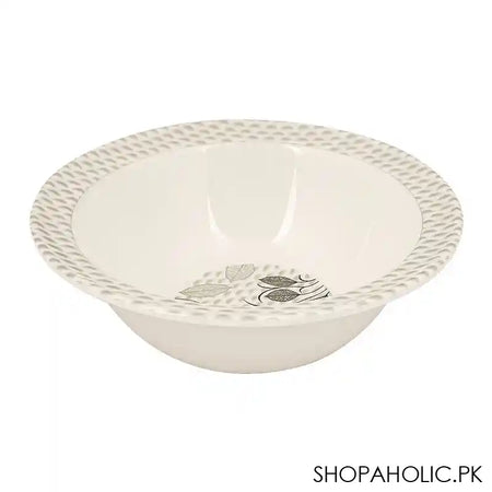 Sky Melamine Leaf-Print Bowl, Grey, 8 Inches, Elegant Tableware, Durable Dish - Main Image