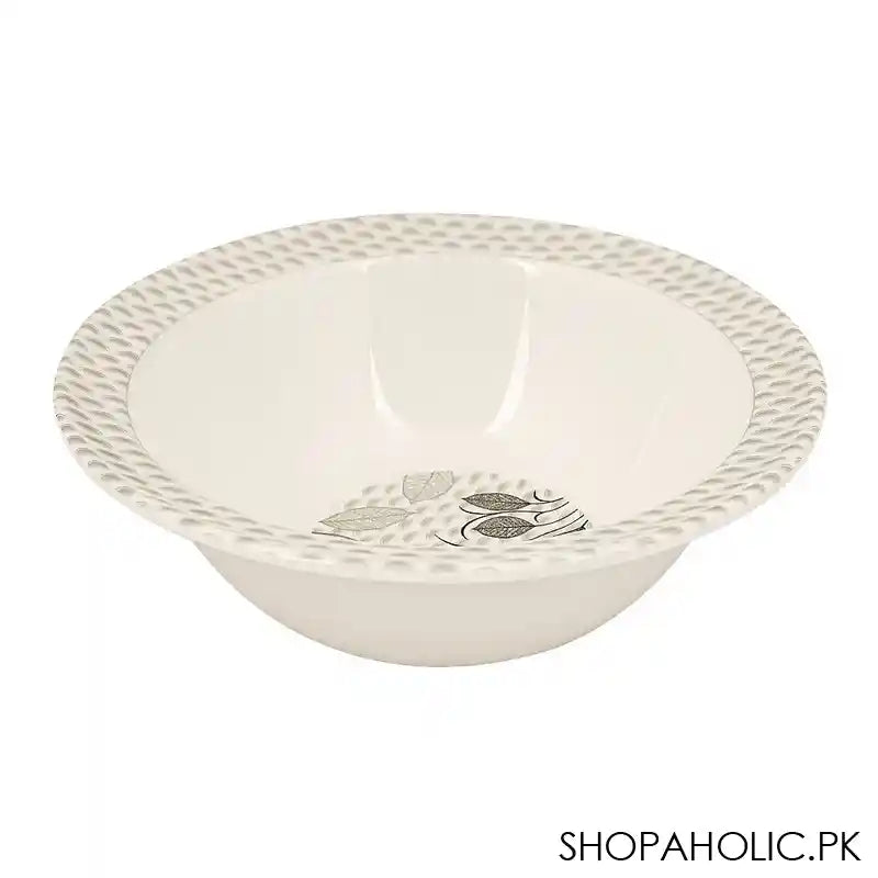 Sky Melamine Leaf-Print Bowl, Grey, 8 Inches, Elegant Tableware, Durable Dish - Main Image