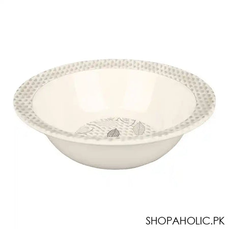 Sky Melamine Leaf-Print Bowl, Grey, 8 Inches, Stylish Tableware, Durable Dish - Main Image