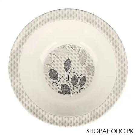 Sky Melamine Leaf-Print Bowl, Grey, 8 Inches, Stylish Tableware, Durable Dish - Image 2