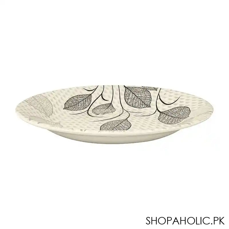 Sky Melamine Leaf-Print Deep Plate, Grey, 8 Inches, Elegant Tableware, Durable Dish - Image 2