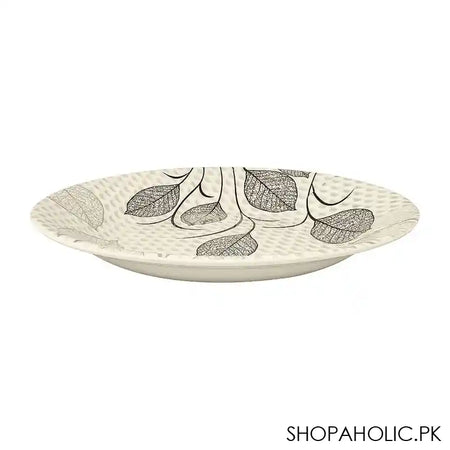 Sky Melamine Leaf-Print Deep Plate, Grey, QTR, Stylish Tableware, Durable Dish - Image 2