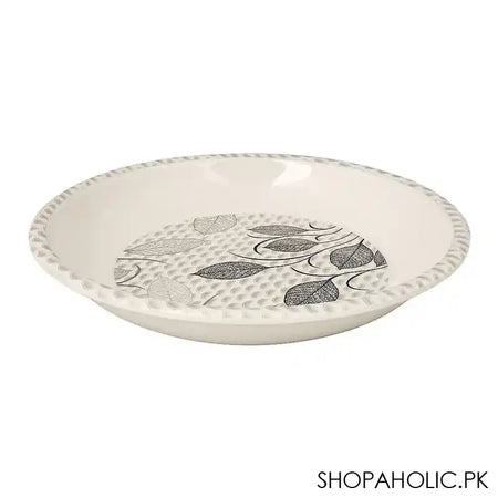 Sky Melamine Leaf-Print Nihari Plate, Grey, 8 Inches, Elegant Tableware, Durable Design - Image 2