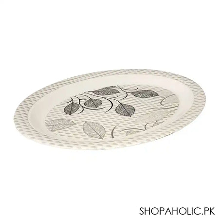 Sky Melamine Leaf-Print Rice Dish, Grey, Elegant Tableware, Durable Design - Image 2