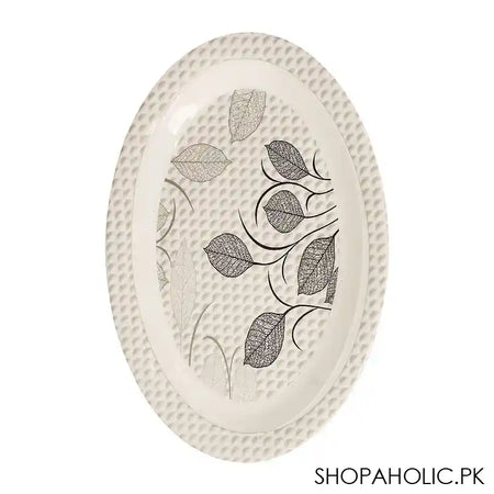 Sky Melamine Leaf-Print Rice Dish, Small, Grey, Elegant Tableware, Durable Design - Image 2
