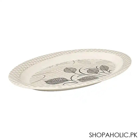 Sky Melamine Leaf-Print Rice Dish, Small, Grey, Elegant Tableware, Durable Design - Main Image