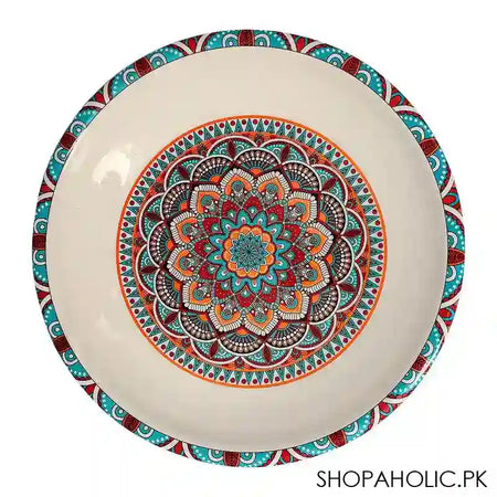 Sky Melamine Nihari Plate, Ajrak Print, 8 Inches, Cultural Design, Durable Tableware - Main Image