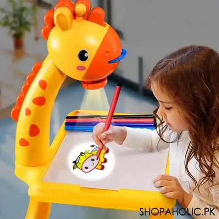 smart giraffe style projector desk with light and music learning painting drawing toy image2