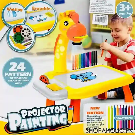 smart giraffe style projector desk with light and music learning painting drawing toy main image