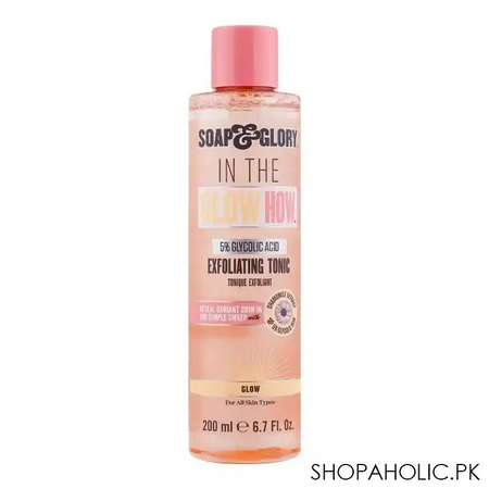 soap & glory in the glow how 5% glycolic acid exfoliating tonic, for all skin types, 200ml main image