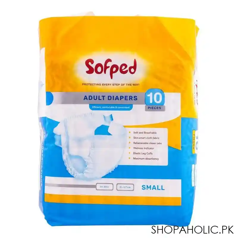 sofped adults diapers, 51 127cm, small, 10 pack image2