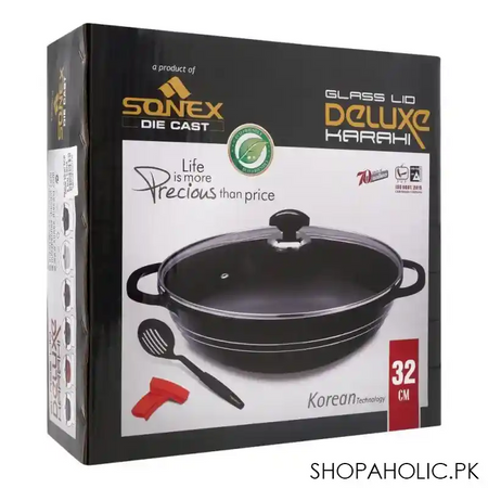 sonex deluxe die cast karahi, with class lid, 32cm, 53029 image2