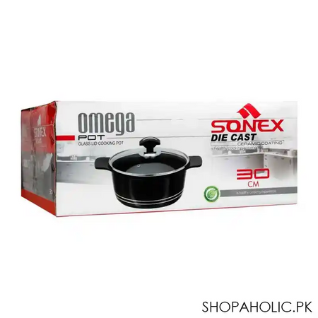 sonex die cast omega glass lid cooking pot, 30cm, 11.8 inches, 52262 image2