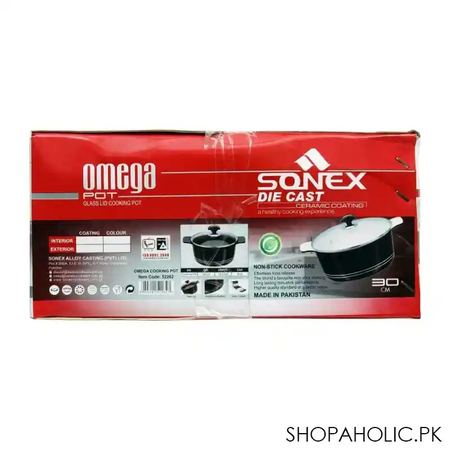 sonex die cast omega glass lid cooking pot, 30cm, 11.8 inches, 52262 image3