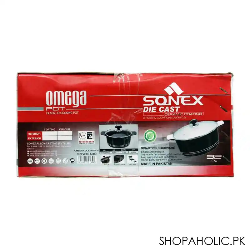 Sonex Die Cast Omega Glass Lid Cooking Pot, 32cm, 52263 - Image 2