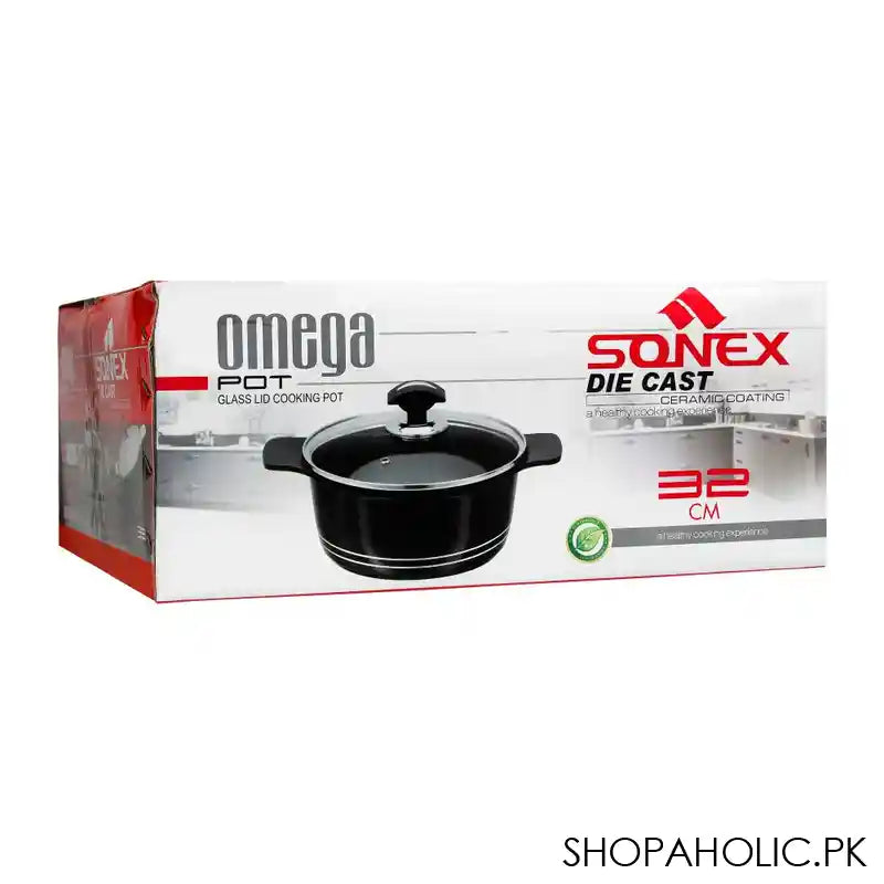 Sonex Die Cast Omega Glass Lid Cooking Pot, 32cm, 52263 - Image 4